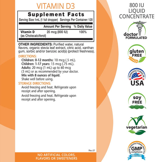 Suplemento de vitamina D3 líquida alta potencia