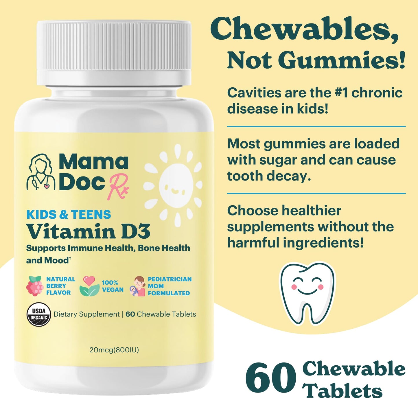 Suplemento Vitamina D3 MamaDoc Rx sin alérgenos