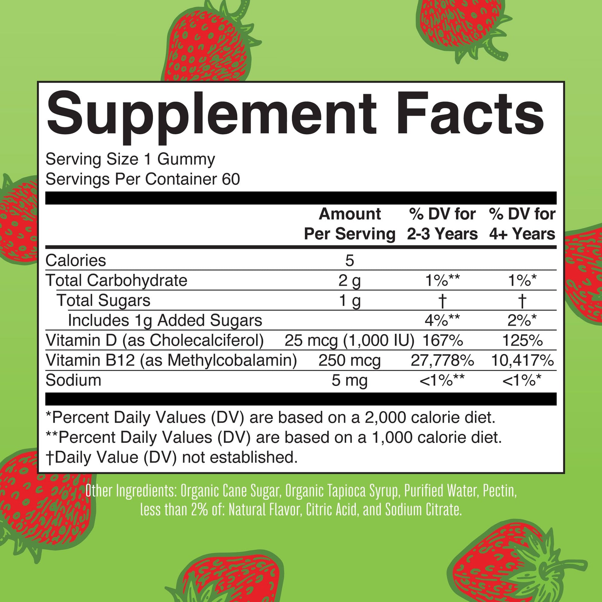 Suplemento de vitamina d3 y metil b12 gummies sabor frambuesa MaryRuth