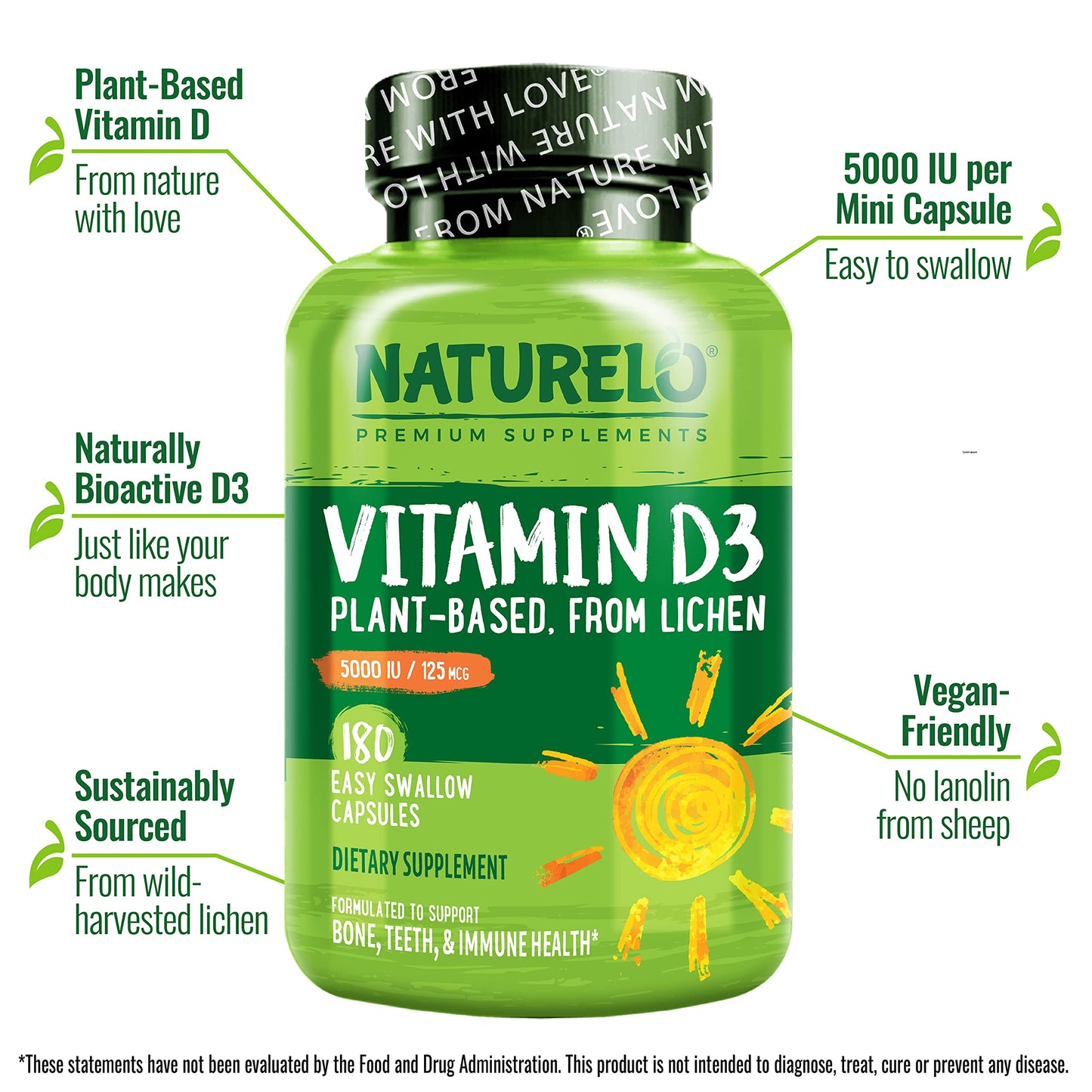 Suplemento de vitamina D3 natural para sistema inmune y huesos