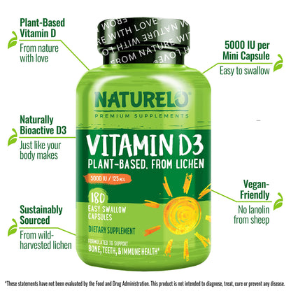 Suplemento de vitamina D3 natural para sistema inmune y huesos
