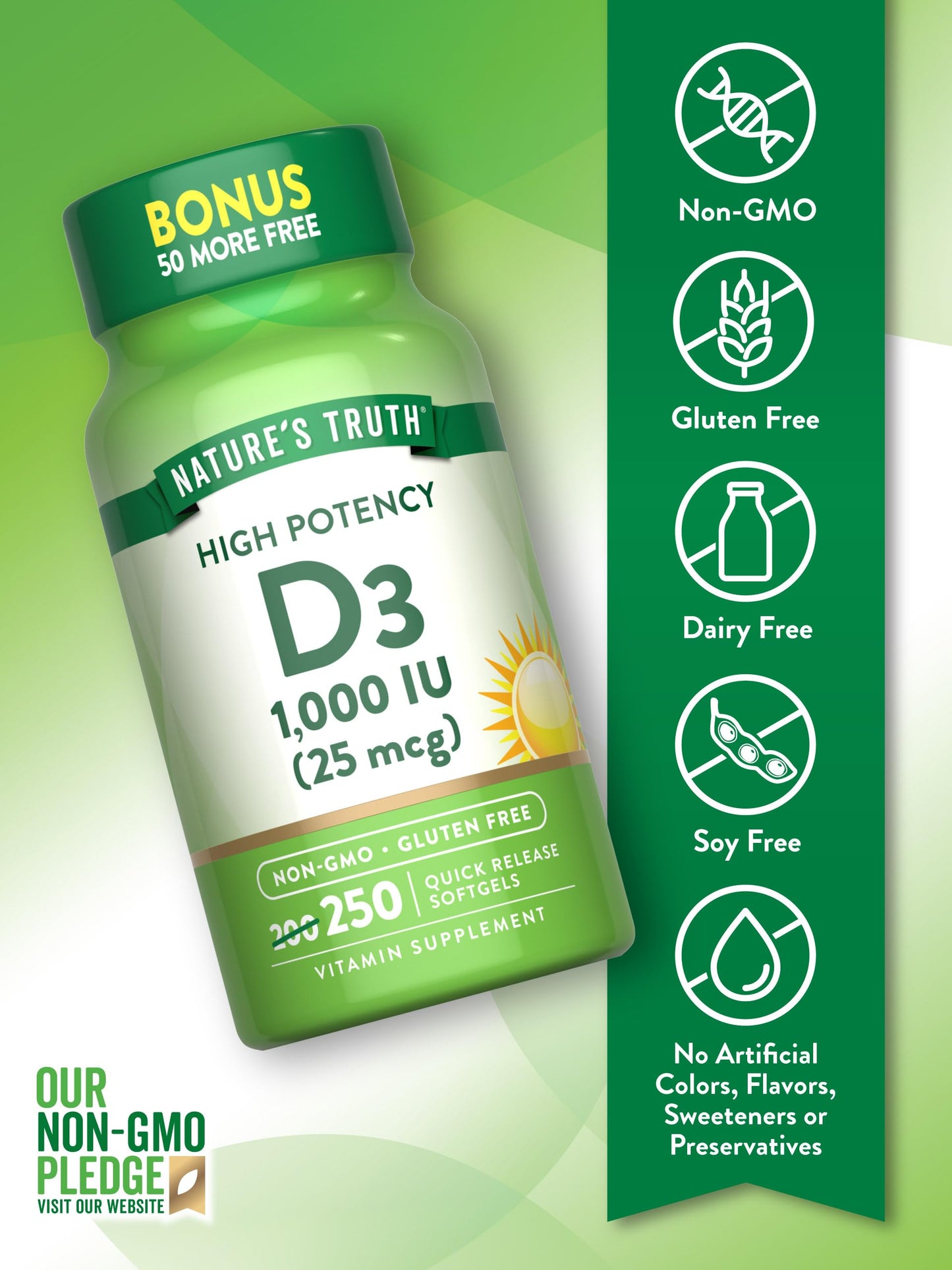 Suplemento vitamina d3 nature's truth sin gluten