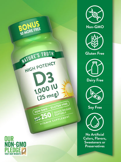 Suplemento vitamina d3 nature's truth sin gluten