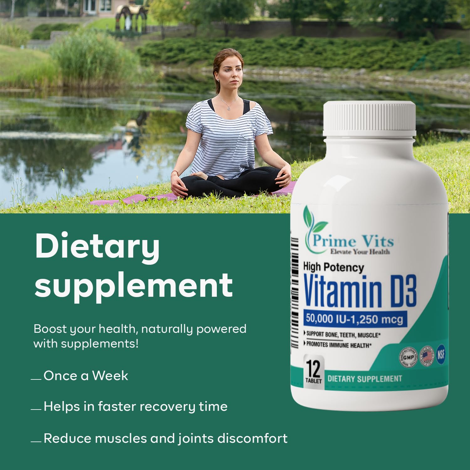 Suplemento vitamina D3 PrimeVits 50000 iu pastillas seguras naturales