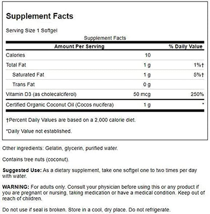 Suplemento vitamina D3 rápida absorción Swanson