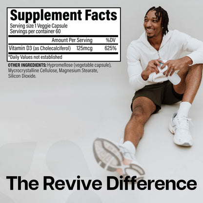 Suplemento vitamina D3 Revive MD para salud ósea y sistema inmune