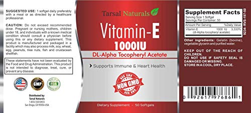Suplemento vitamina E 1000 UI Tarsal Naturals salud y energía