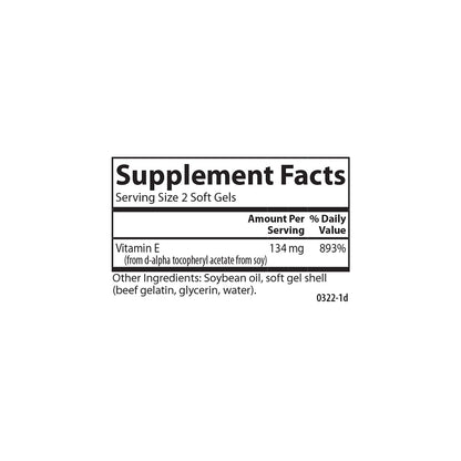 Suplemento de vitamina e Carlson E-Gems 200 iu 250 cápsulas blandas