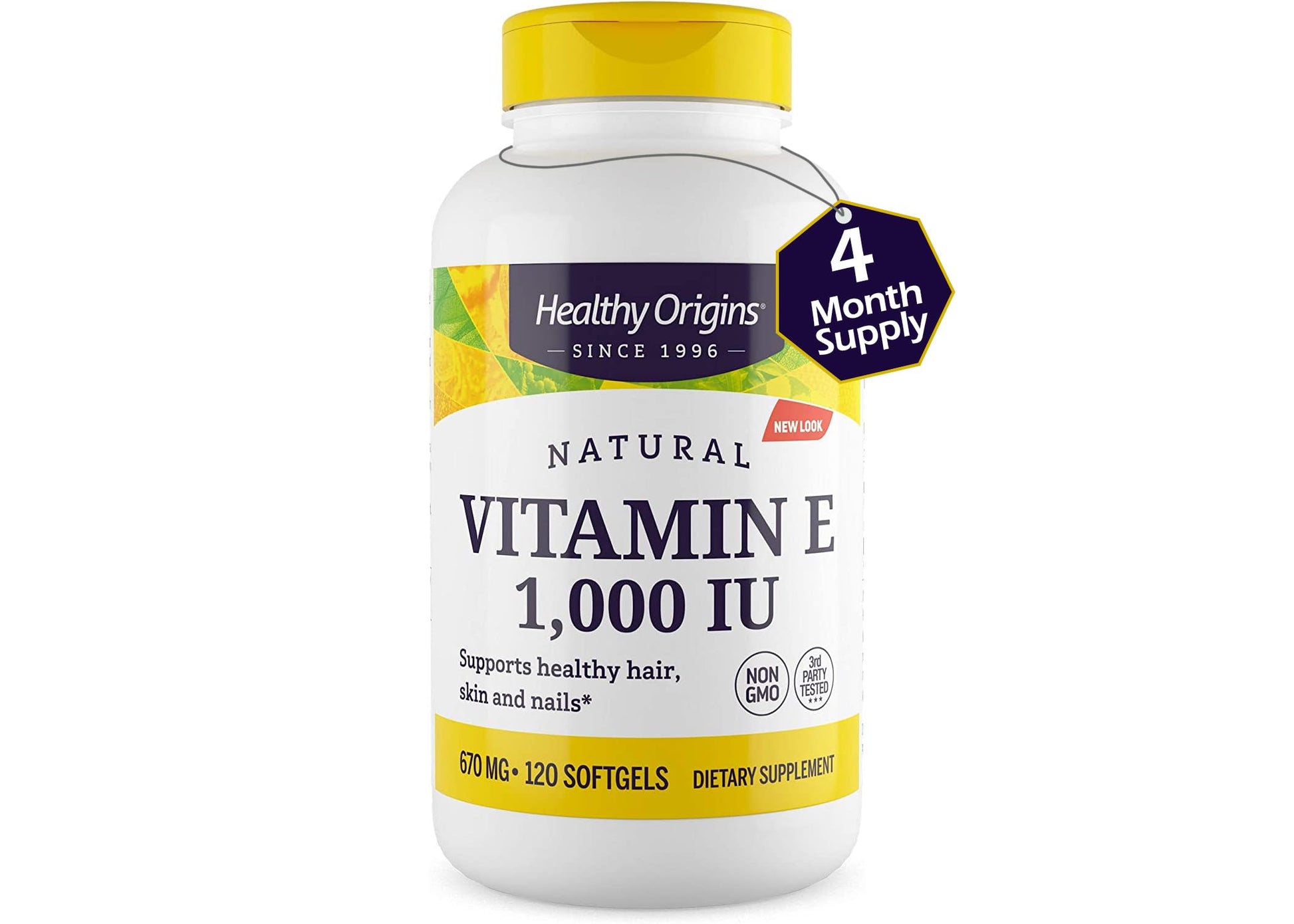 Suplemento vitamina E Healthy Origins empaque lateral