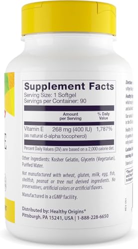 Suplemento vitamina e natural healthy origins cápsulas blandas