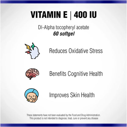 Suplemento de vitamina E Natural Systems 400 IU caja lateral