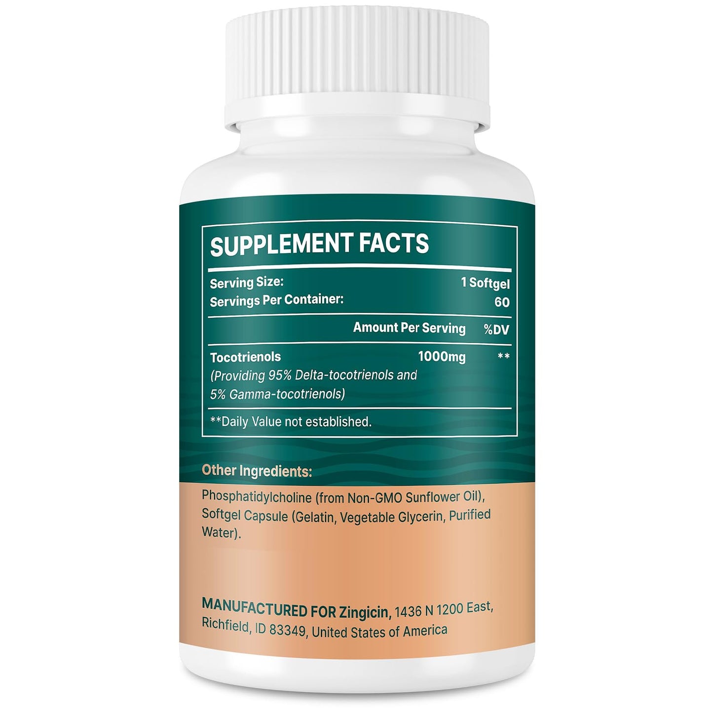 Suplemento vitamina e tocotrienoles Zingicin frasco