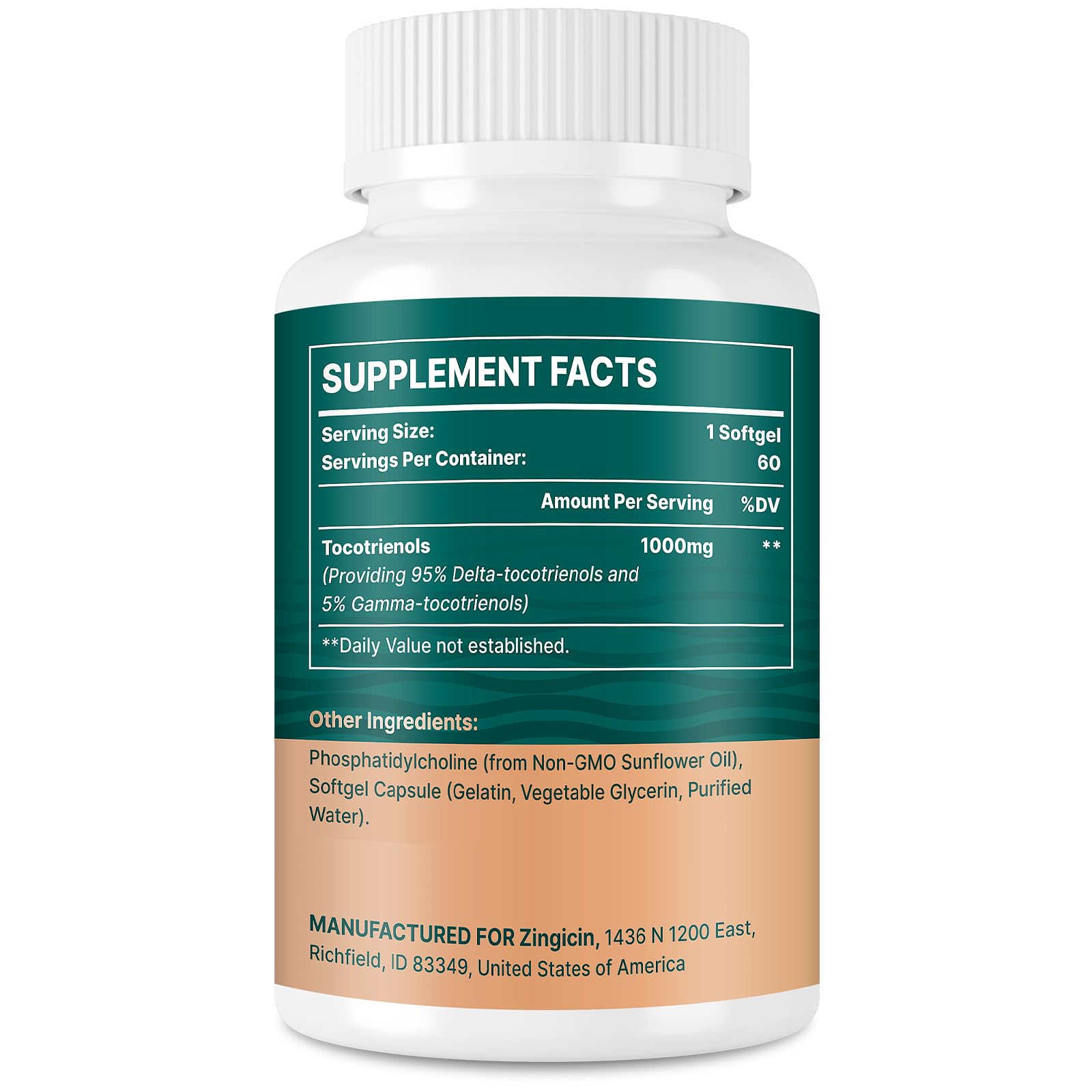 Suplemento vitamina e tocotrienoles Zingicin frasco