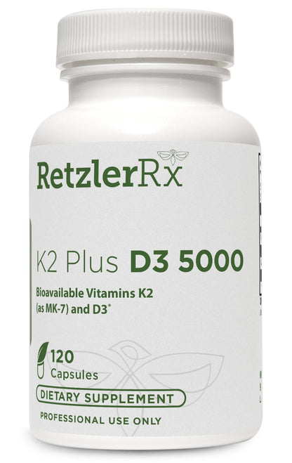 Suplemento vitamina k2 y d3 5000 UI RetzlerRx 120 cápsulas
