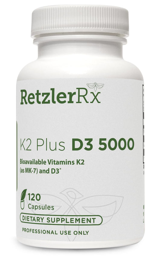 Suplemento vitamina k2 y d3 5000 UI RetzlerRx 120 cápsulas
