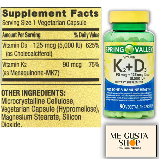Suplemento vitamina K2 D3 ME GUSTA SHOP embalaje