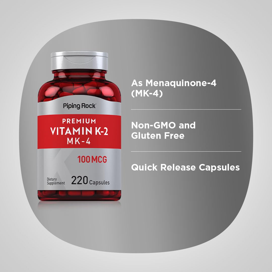 Suplemento vitamina K2 MK4 Piping Rock lado envase