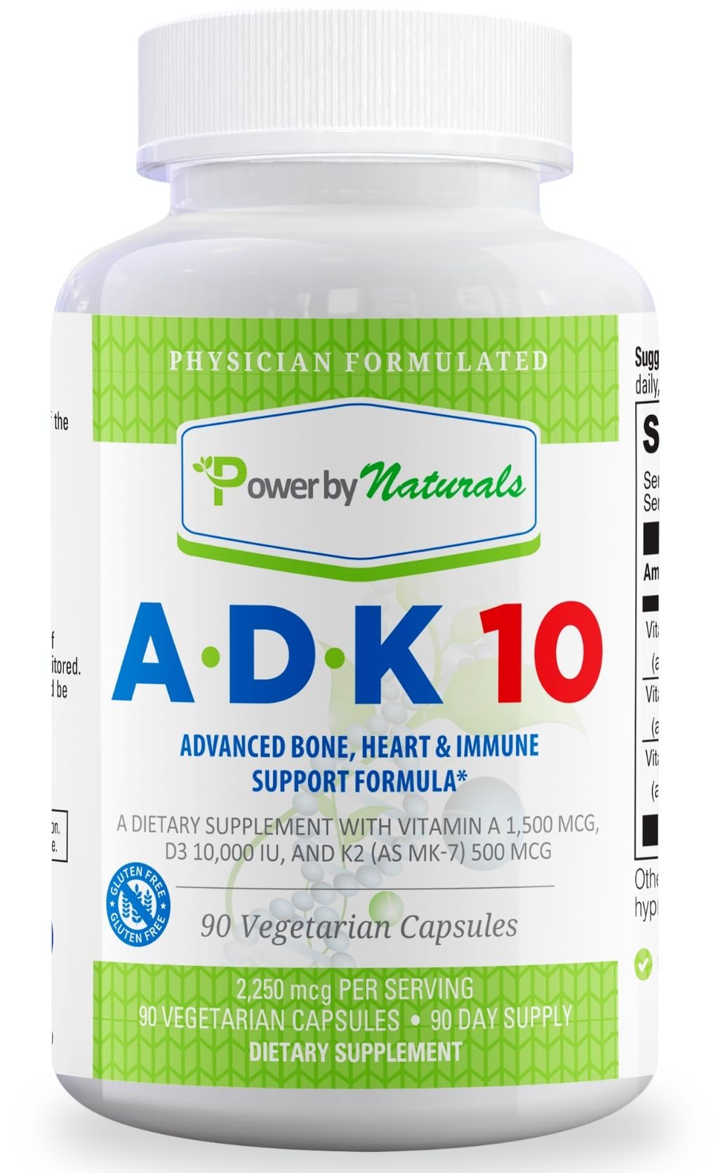 Suplemento vitamina K2 MK7 con D3 y A Power By Naturals