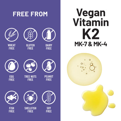 Suplemento Vitamina K2 MK-7 y MK-4 para huesos fuertes y corazón sano