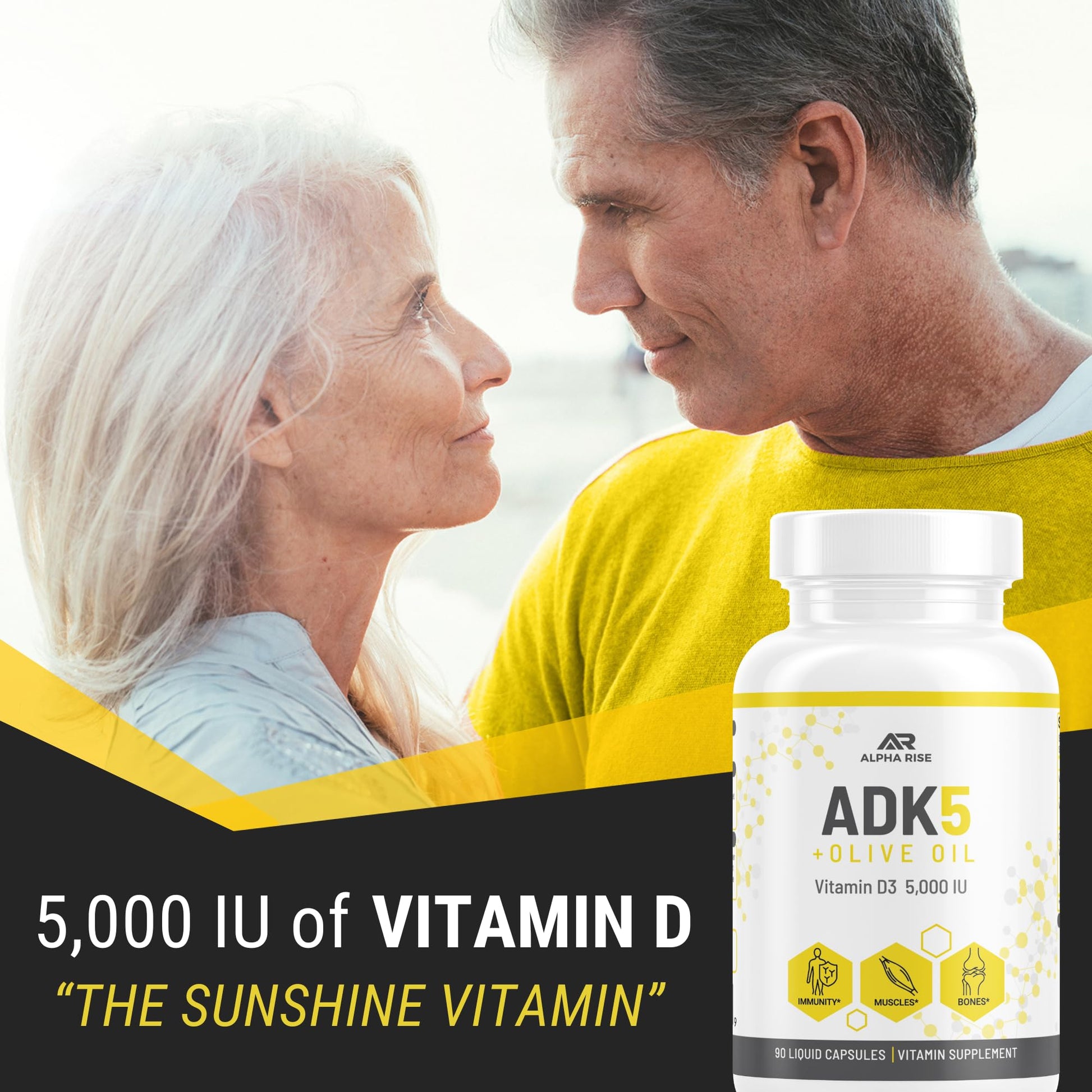 Suplemento vitaminas A D K Alpha Rise caja lateral vista