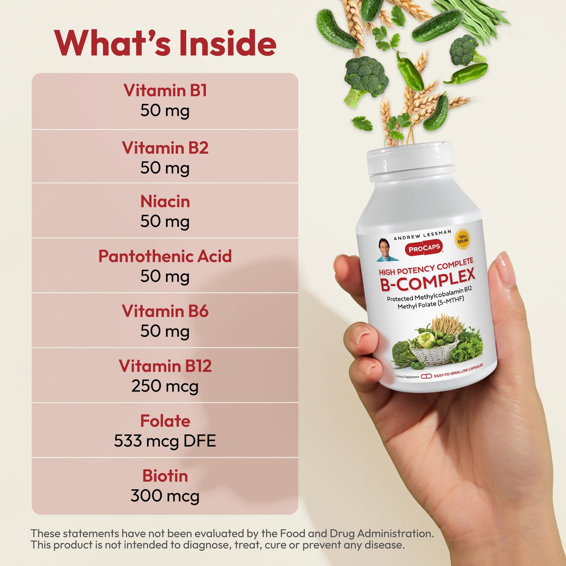 Suplemento vitaminas B alta potencia Andrew Lessman