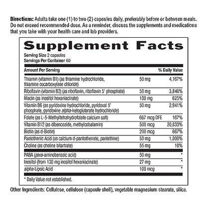 Suplemento vitaminas B para claridad mental y enfoque