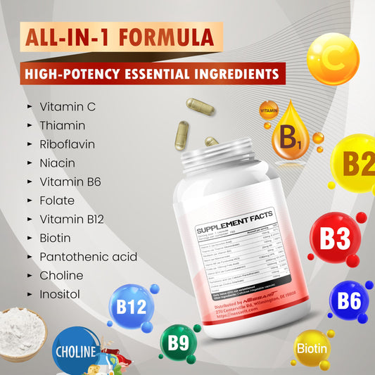Suplemento Vitaminas B Nessarit fórmula alta potencia 11 en 1