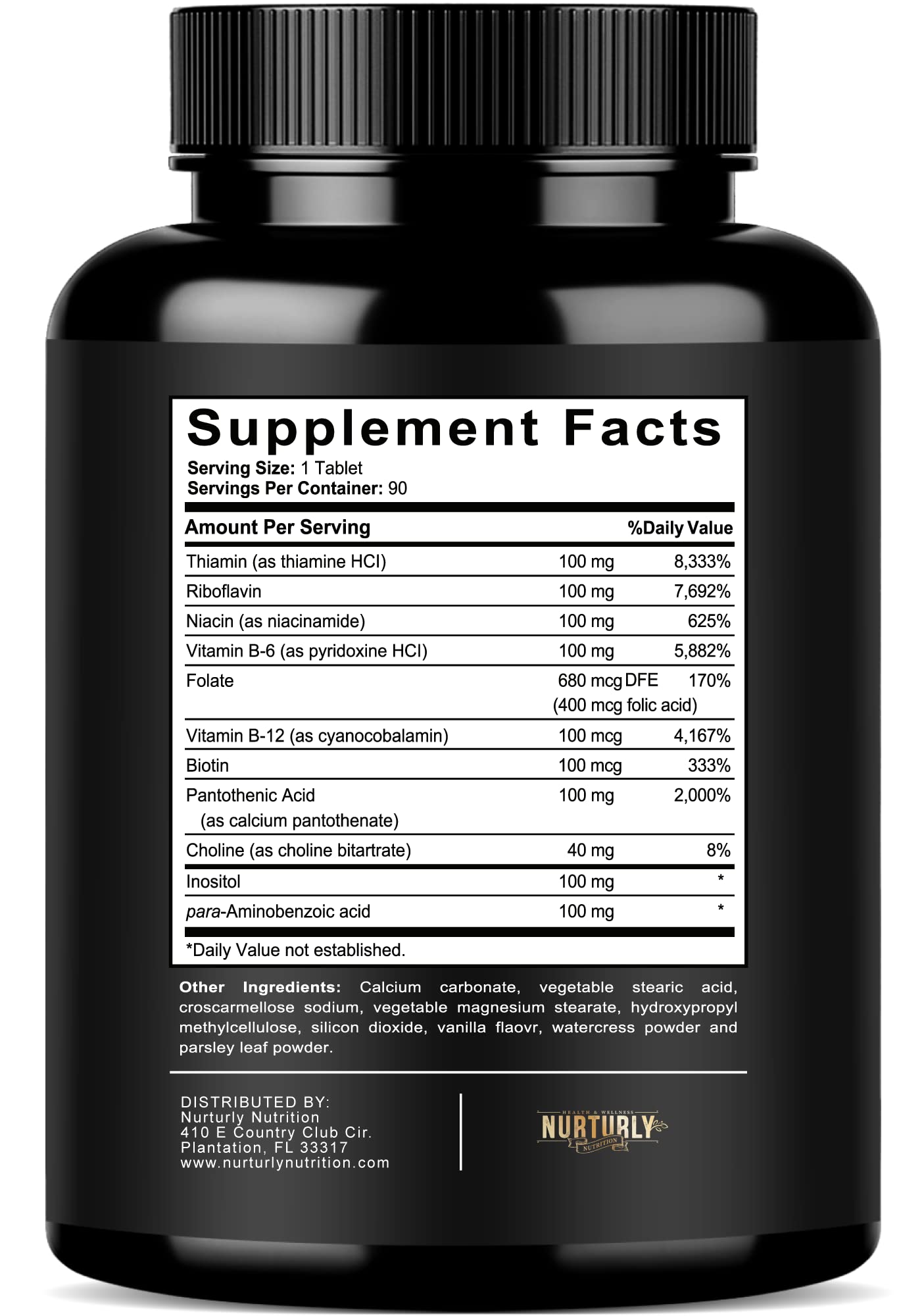 Suplemento vitaminas B NURTURLY sin OGM 90 tabletas