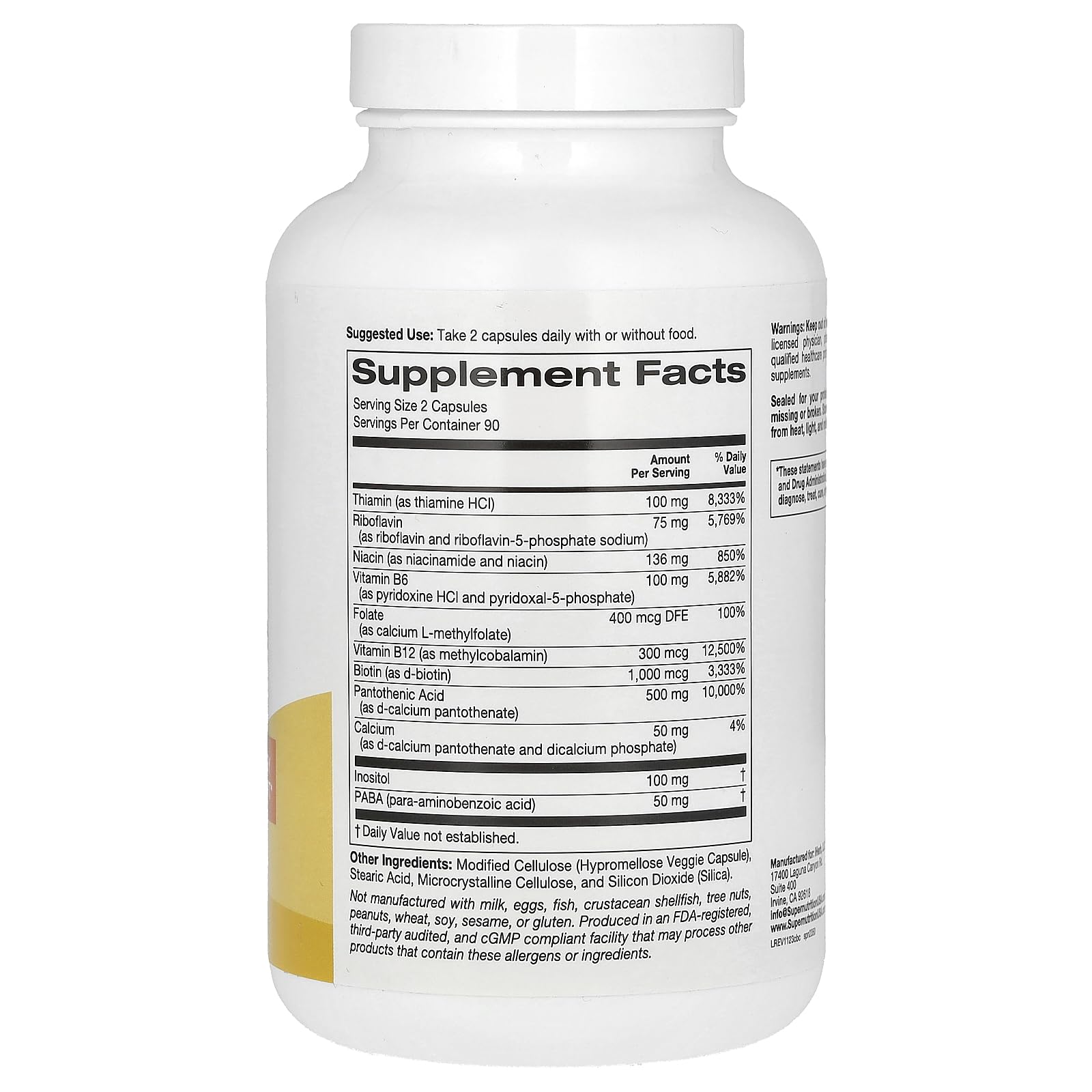 Suplemento vitaminas B6 B12 Super Nutrition