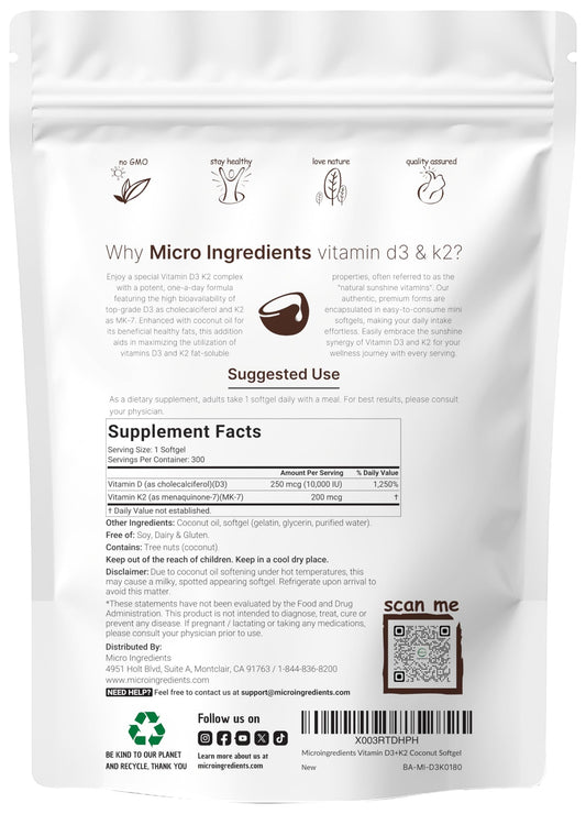Suplemento de Vitaminas D3 y K2 para Salud Ósea