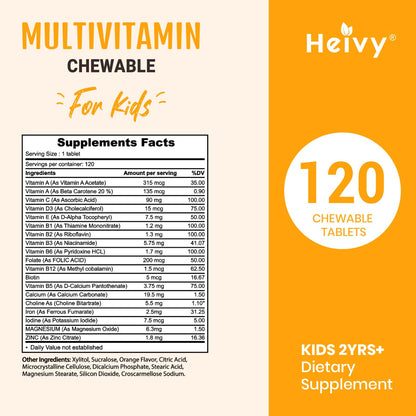 Suplemento con vitaminas esenciales para niños Heivy