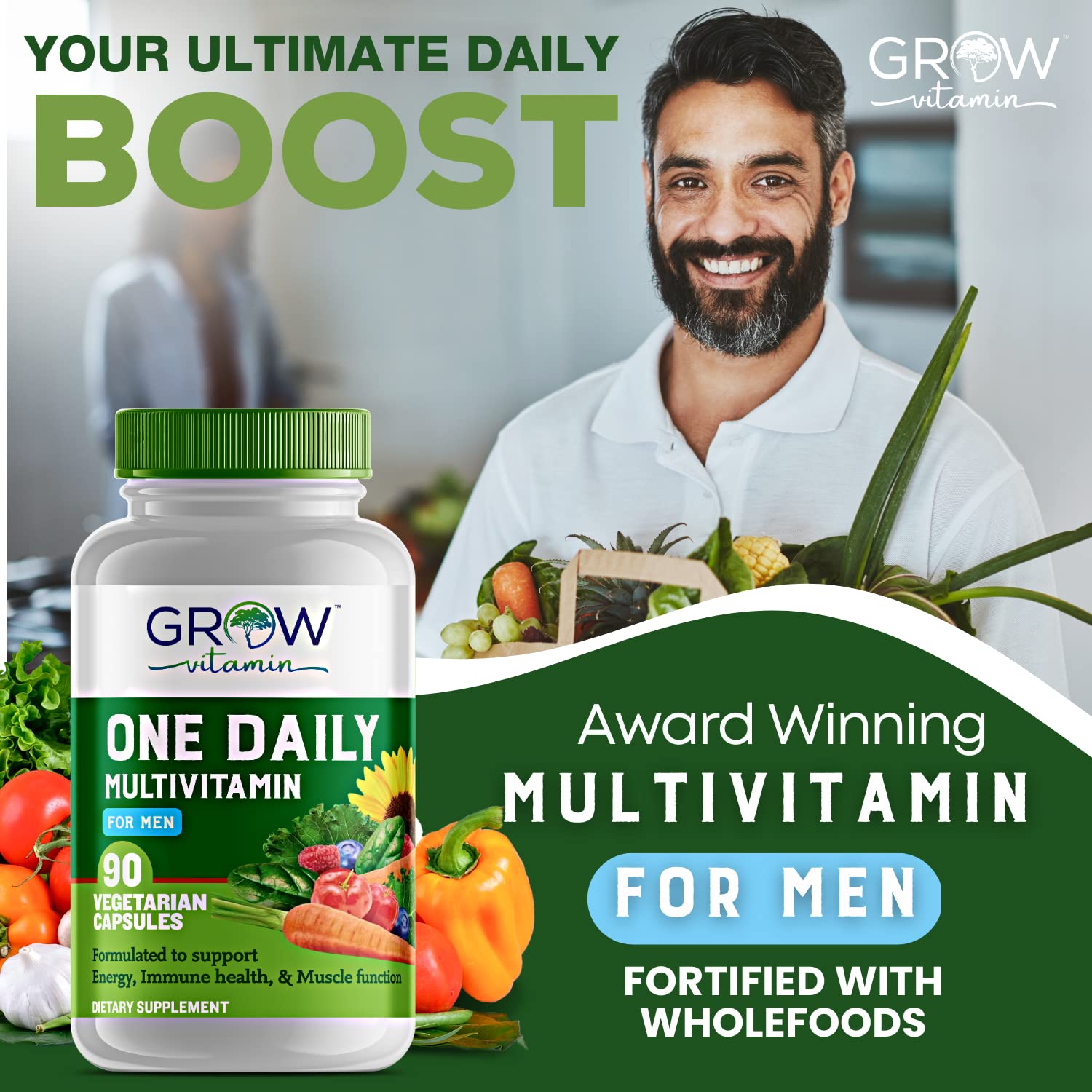 Suplemento de vitaminas y minerales Grow Vitamin.