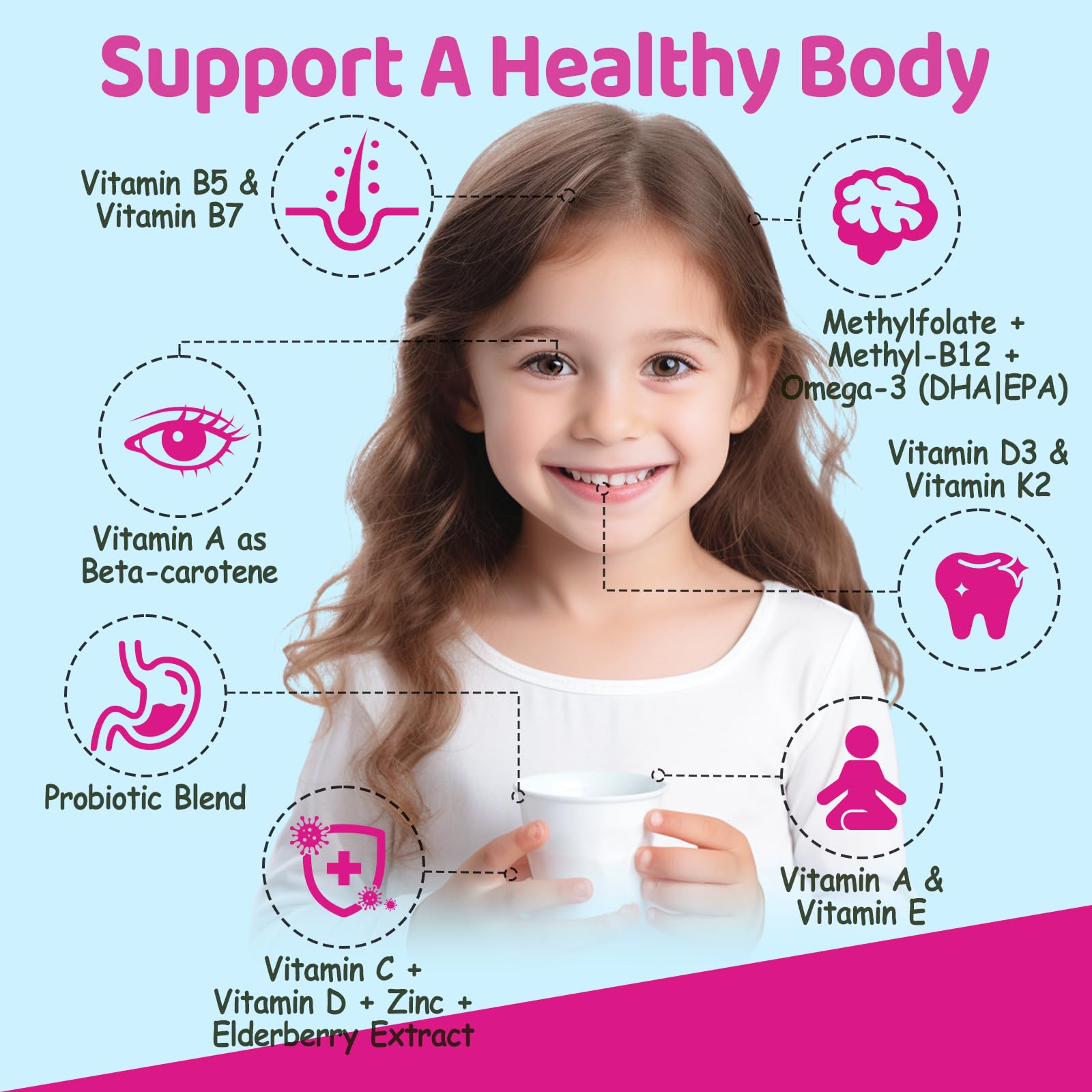 Suplemento de vitaminas para niños con probióticos NATISLAND