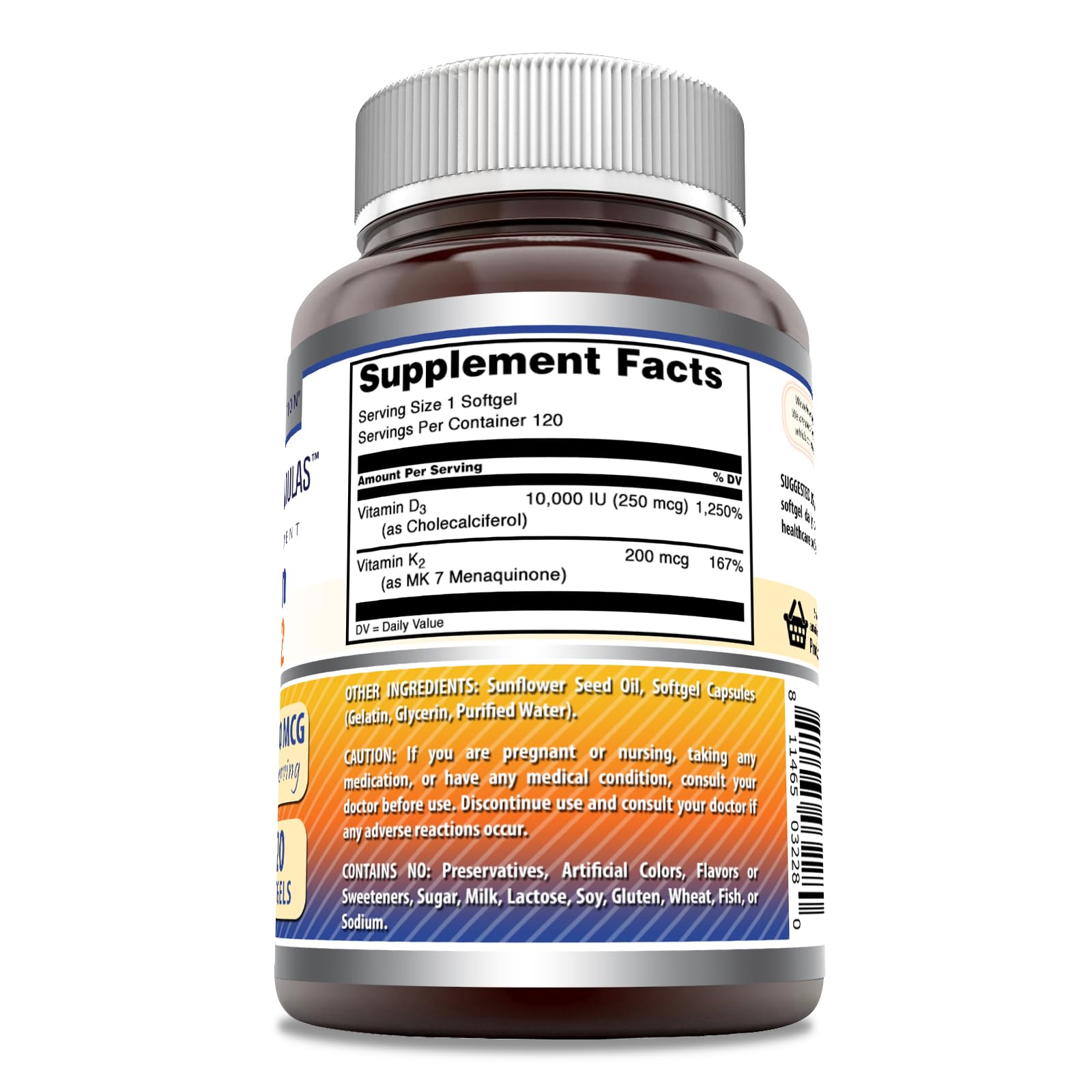 suplemento vitamine d3 k2 Amazing Formulas empaque trasero