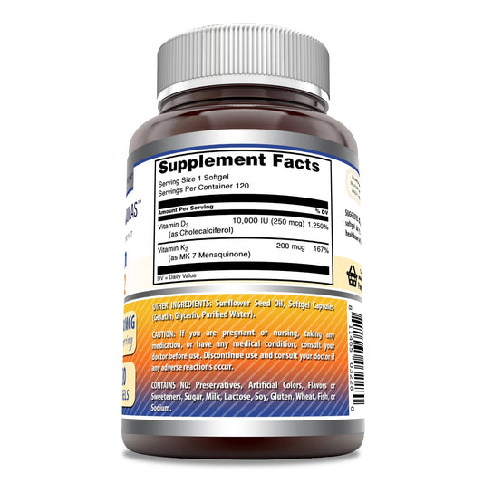 suplemento vitamine d3 k2 Amazing Formulas empaque trasero