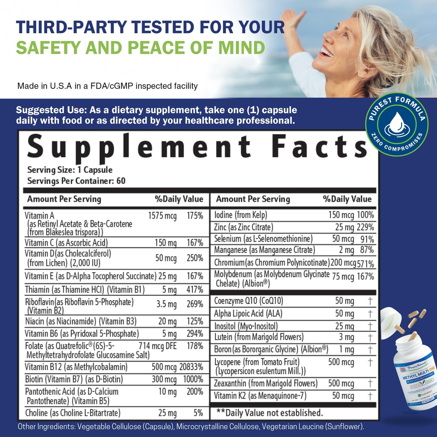 Suplemento vitamínico con CoQ10 y folato