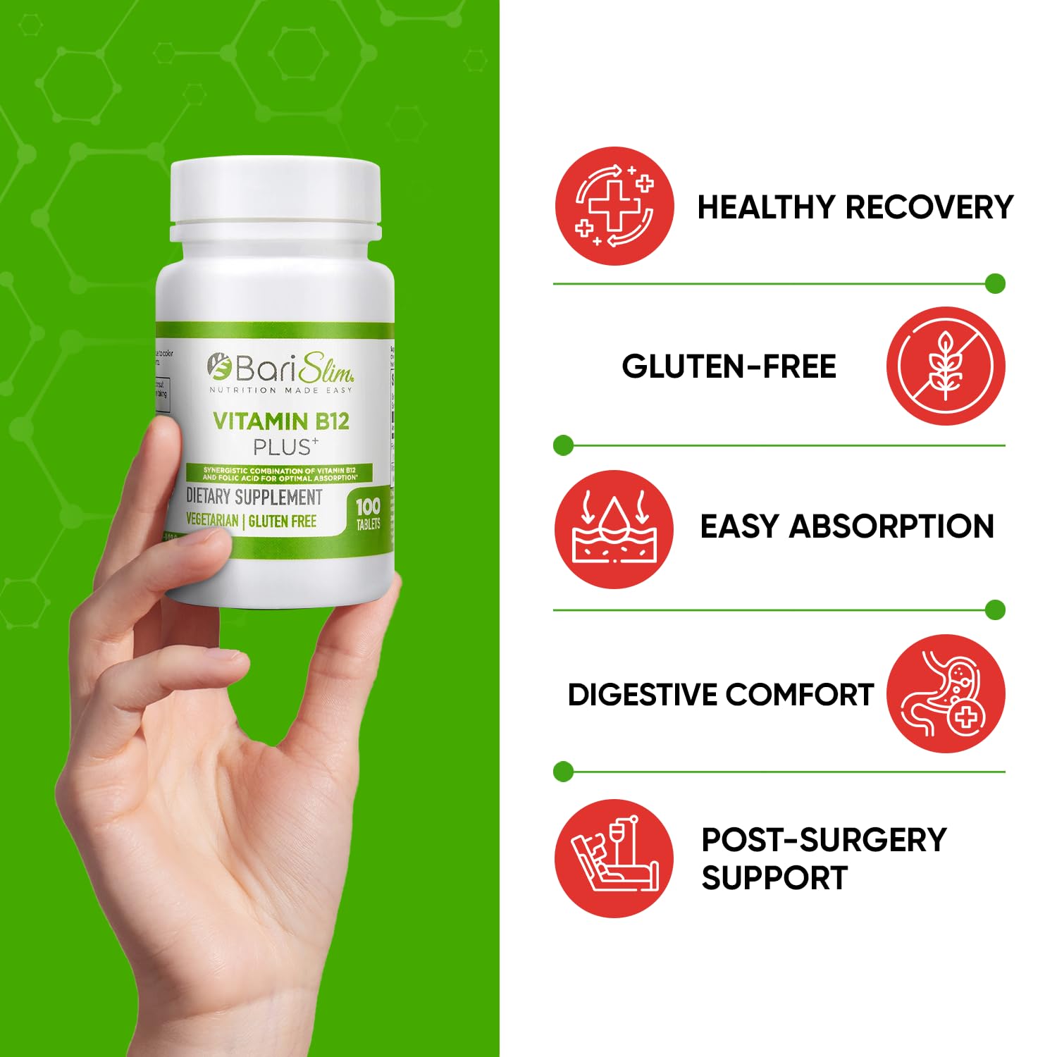 Suplemento vitamínico BariSlim B12 plus para energía y bienestar