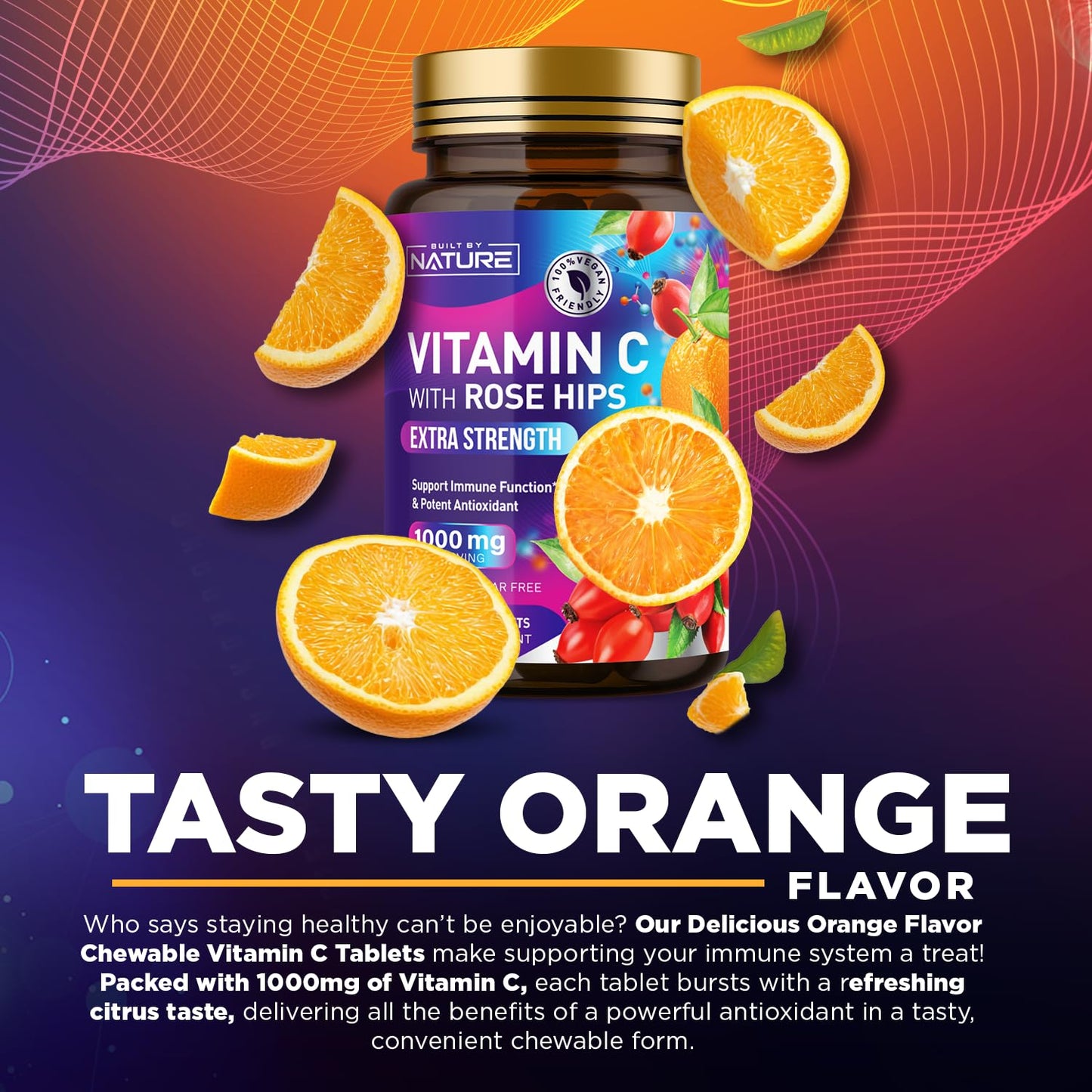 Suplemento vitamínico Built by Nature vitamina C y antioxidantes