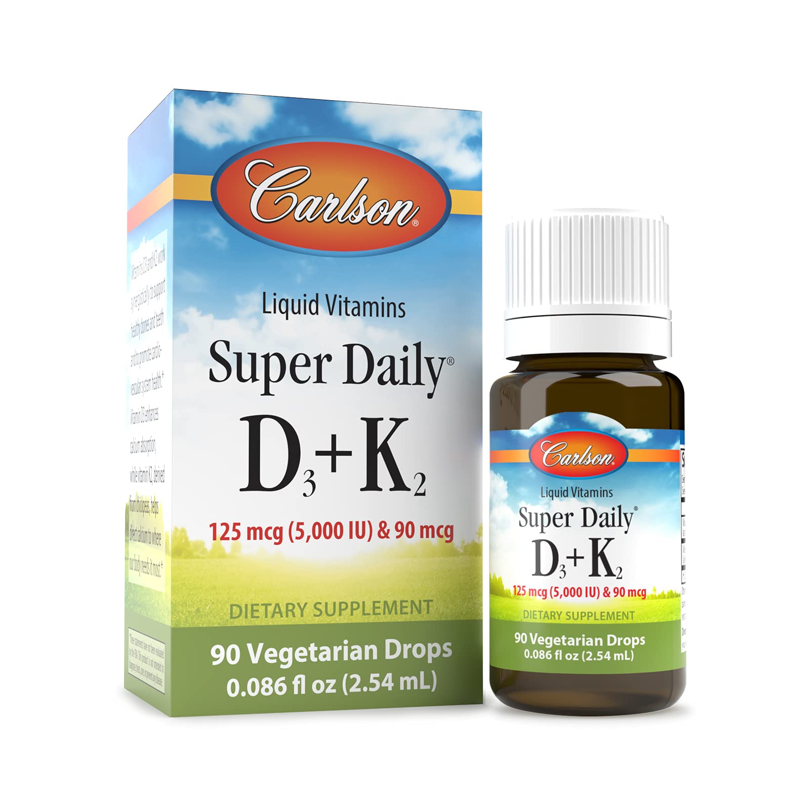 Suplemento vitamínico Carlson D3 y K2 gotas líquidas