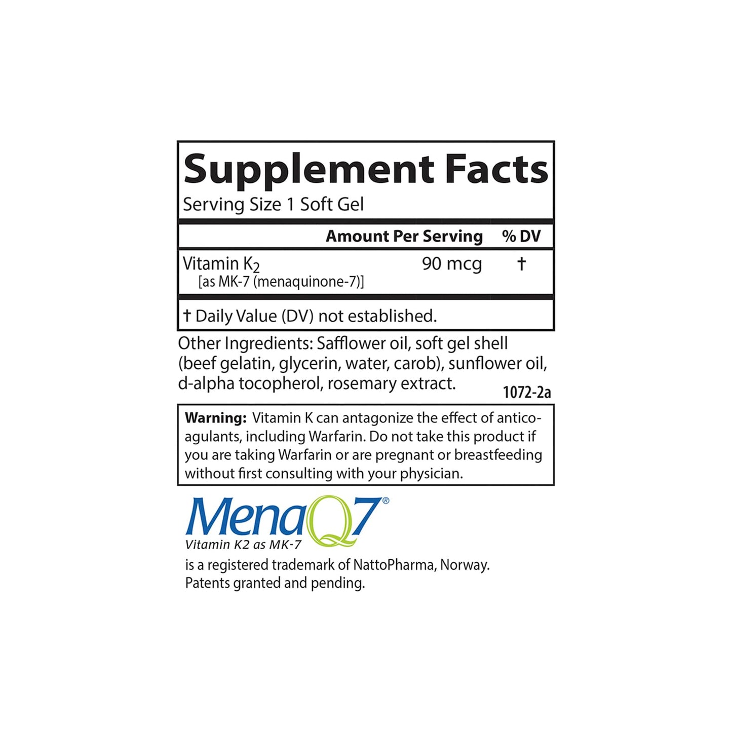 Suplemento vitaminico carlson vitamina k2 mk7 presentacion 120 softgels