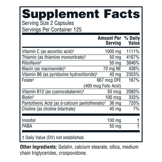 Suplemento vitamínico complejo B 250 cápsulas Twinlab para energía