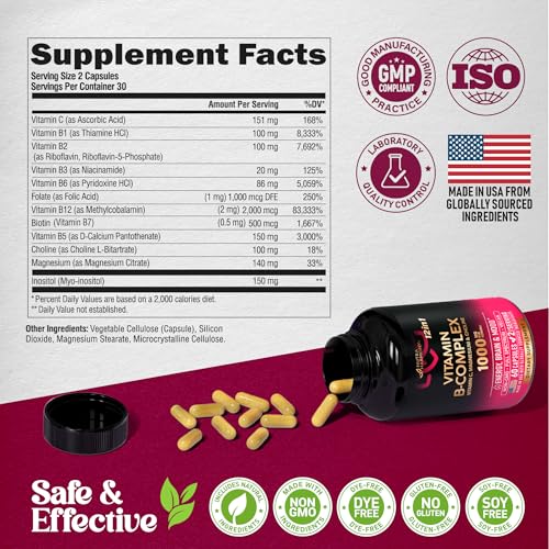 Suplemento vitamínico complejo B Nutraharmony para hombres y mujeres
