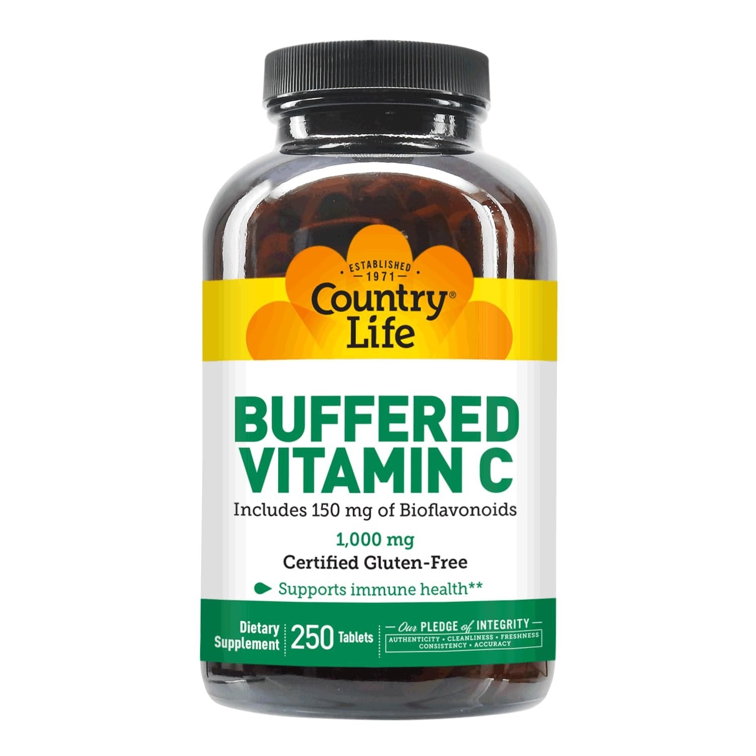Suplemento vitamínico Country Life Vitamina C 1000mg minerales vegano