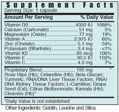 Suplemento vitamínico D3 con apoyo inmunológico y órganos