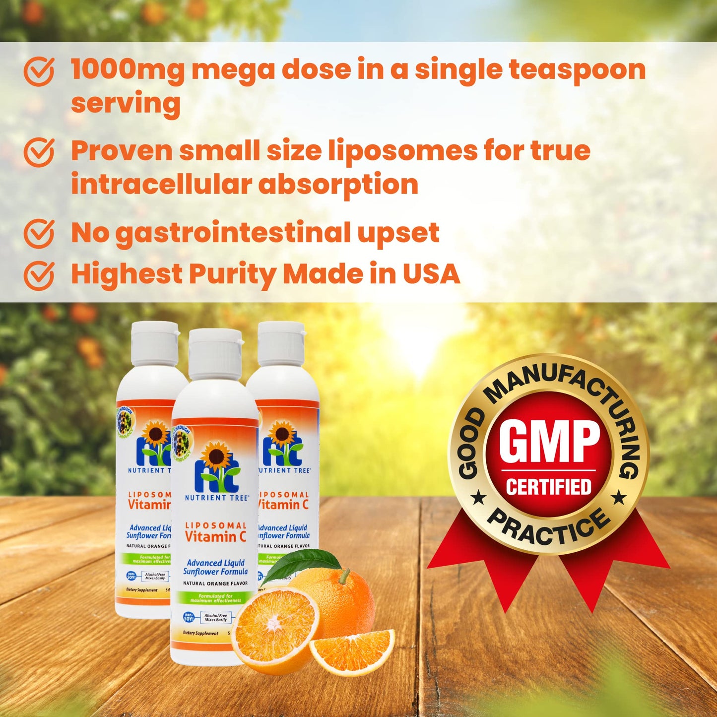 Suplemento vitamínico liposomal antioxidante sin ingredientes dañinos