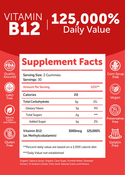 Suplemento vitamínico Lunakai vitamina B12 3000mcg gomitas