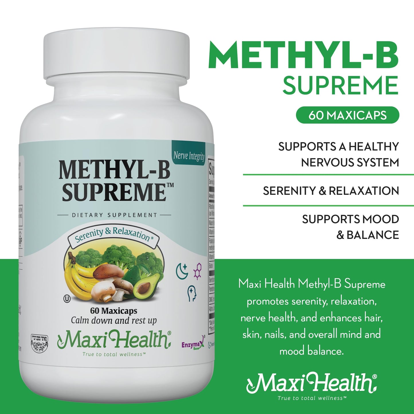 Suplemento vitamínico Maxi Health: sin gluten, kosher