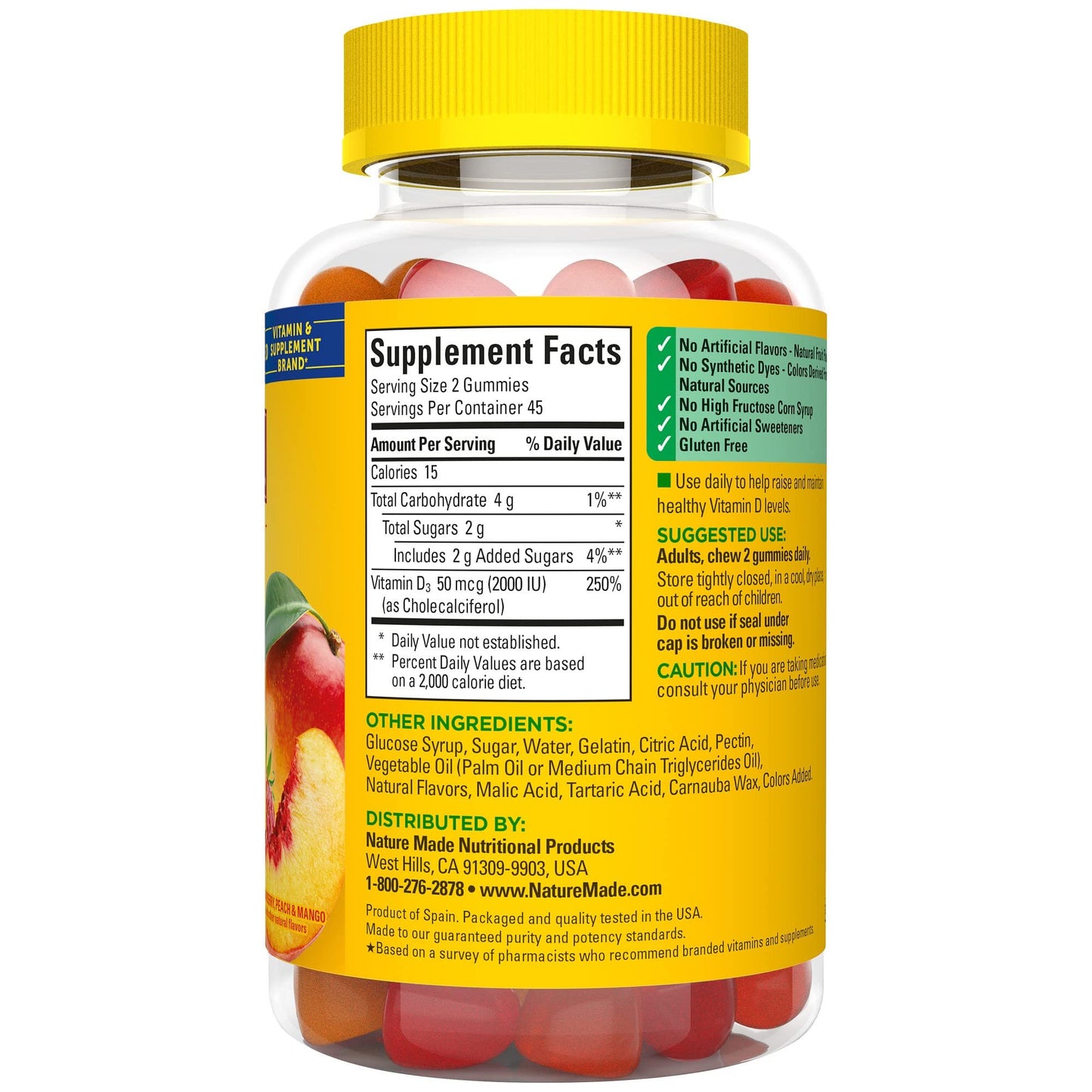 Suplemento vitamínico Nature Made Vitamina D3 2000 IU