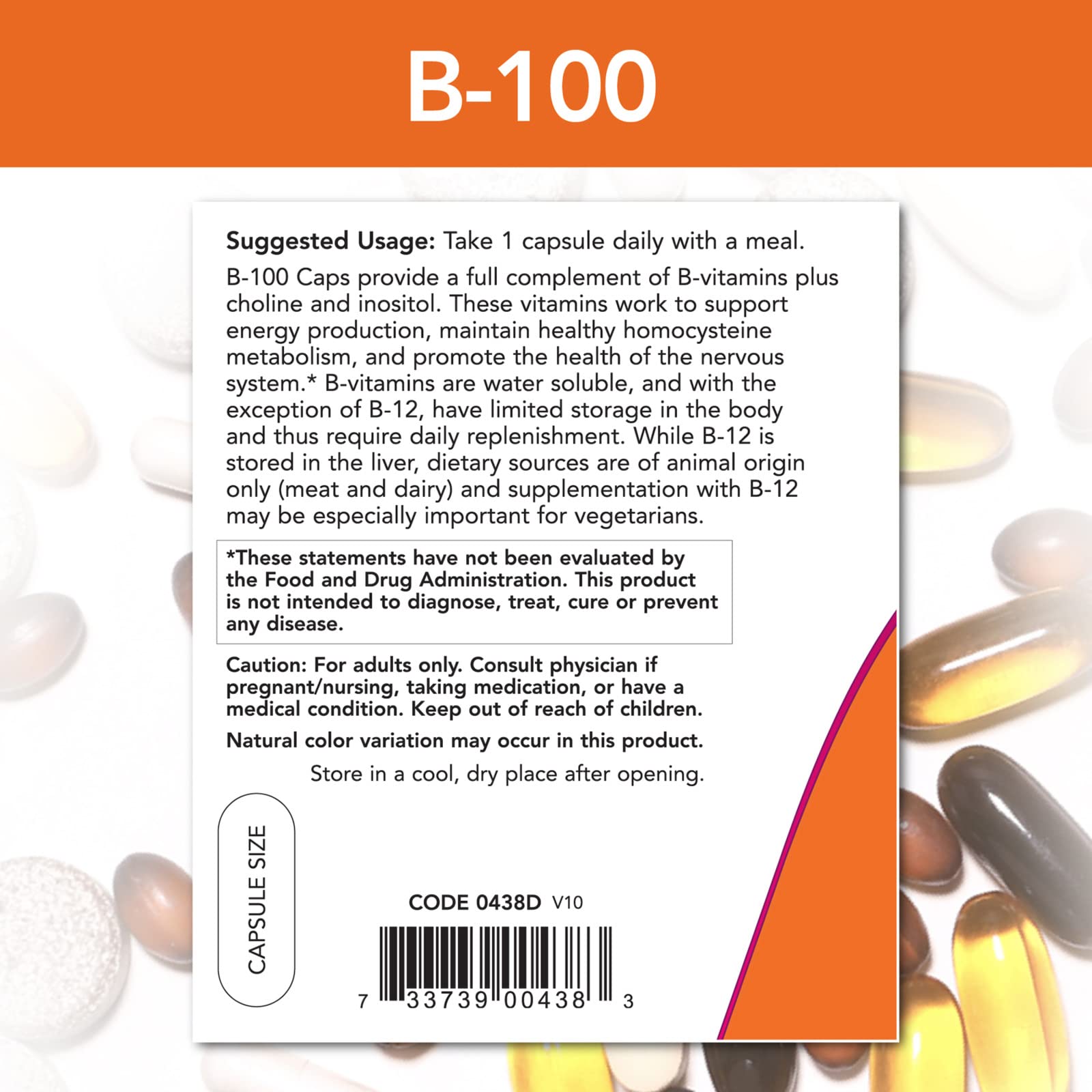 Suplemento vitamínico Now Foods B-100