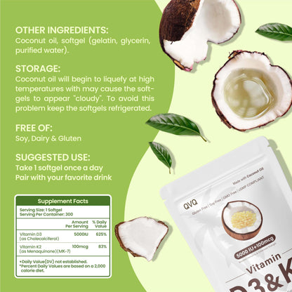 Suplemento vitamínico QVQ D3 K2 300 piezas